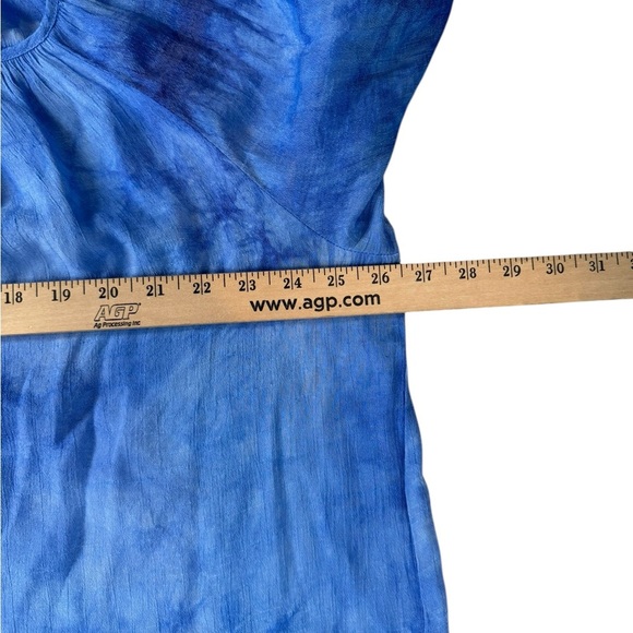 AGB Woman 3X Blue Tie Dye Boho Peasant Top Plus Tunic Blouse Crochet Trim D226 - Picture 4 of 10